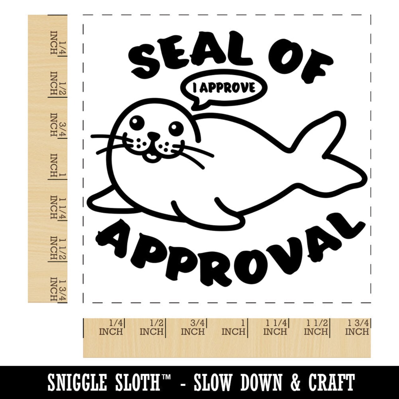 Seal of Approval I Approve Funny Square Rubber Stamp for Stamping Crafting